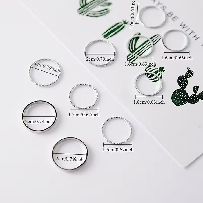 Juego de diez anillos de moda y únicos para mujer, con un estilo simple