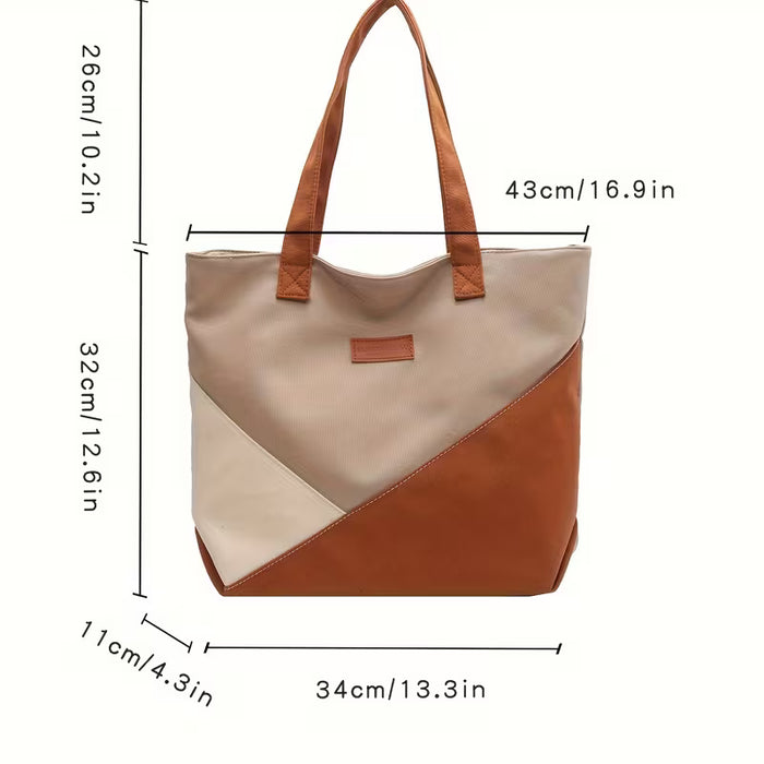 Bolso casual de Bloques de Color, Gran Capacidad para Mujer