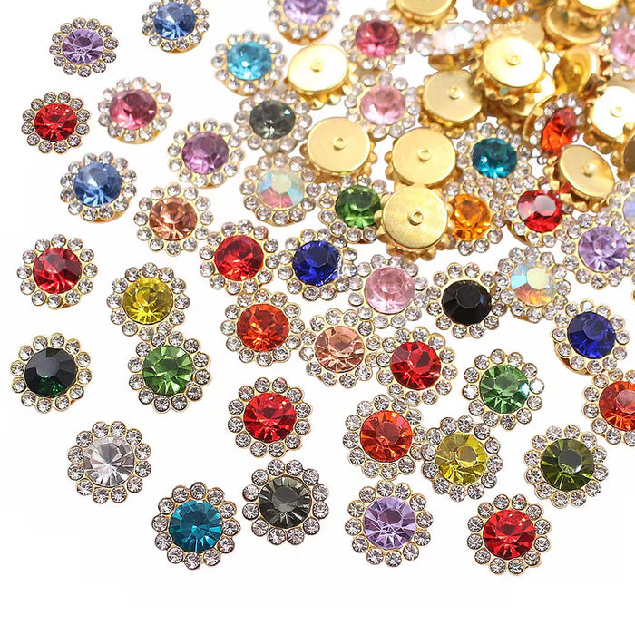100 piezas de pedrería de garra de girasol para coser, cristales