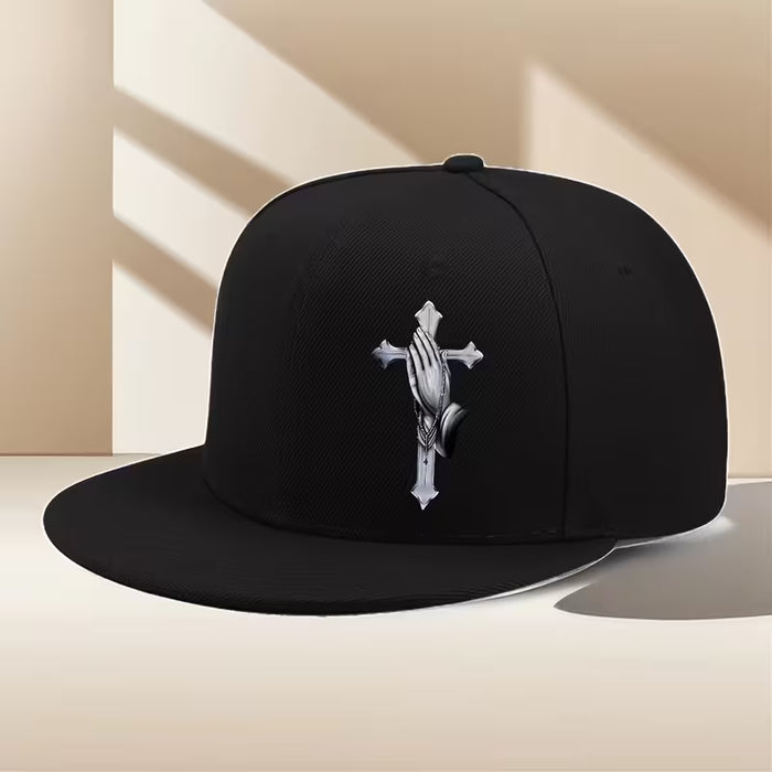 Gorra de béisbol hip-hop de visera plana con un interesante patrón de manos