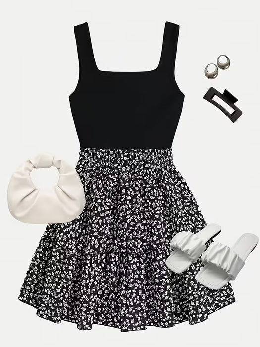 Vestido sin mangas con estampado floral, ropa casual