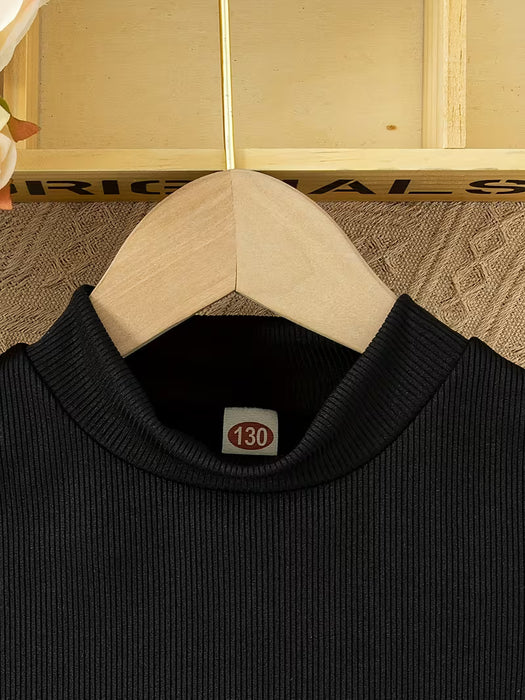 Conjunto casual de verano para niñas con una camiseta sin mangas de cuello redondo y pantalones cortos
