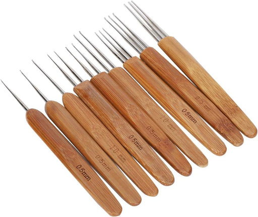 9pcs Dreadlock Crochet Hook Set Single Double 3 Mango de bambú Trenza pelo tejer - Quierox - Tienda Online