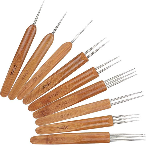 9pcs Dreadlock Crochet Hook Set Single Double 3 Mango de bambú Trenza pelo tejer - Quierox - Tienda Online