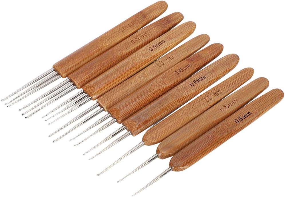 9pcs Dreadlock Crochet Hook Set Single Double 3 Mango de bambú Trenza pelo tejer - Quierox - Tienda Online