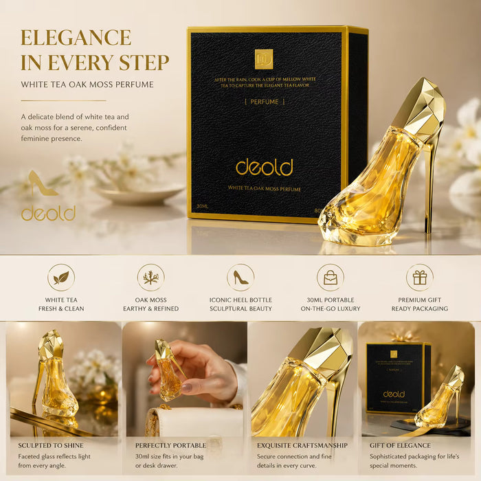 Deold Perfume EDP de 30 ml para mujer con aroma a té blanco y musgo de roble