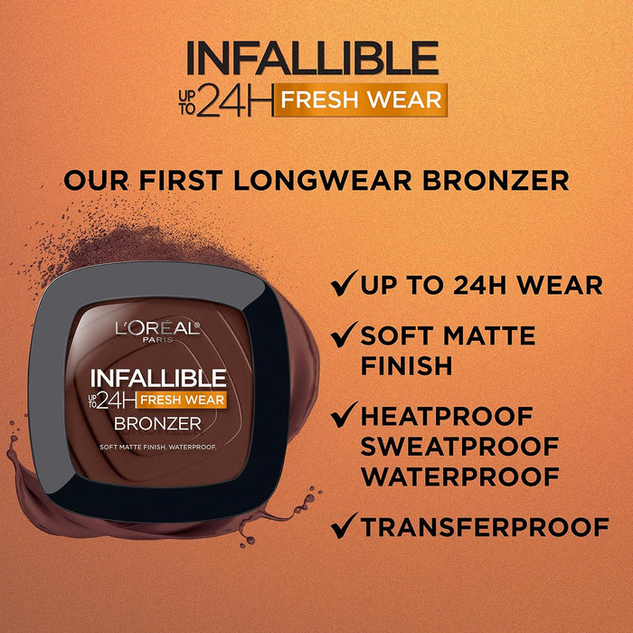 L'Oreal Paris Infallible Fresh Wear - Bronceador suave mate de larga duración
