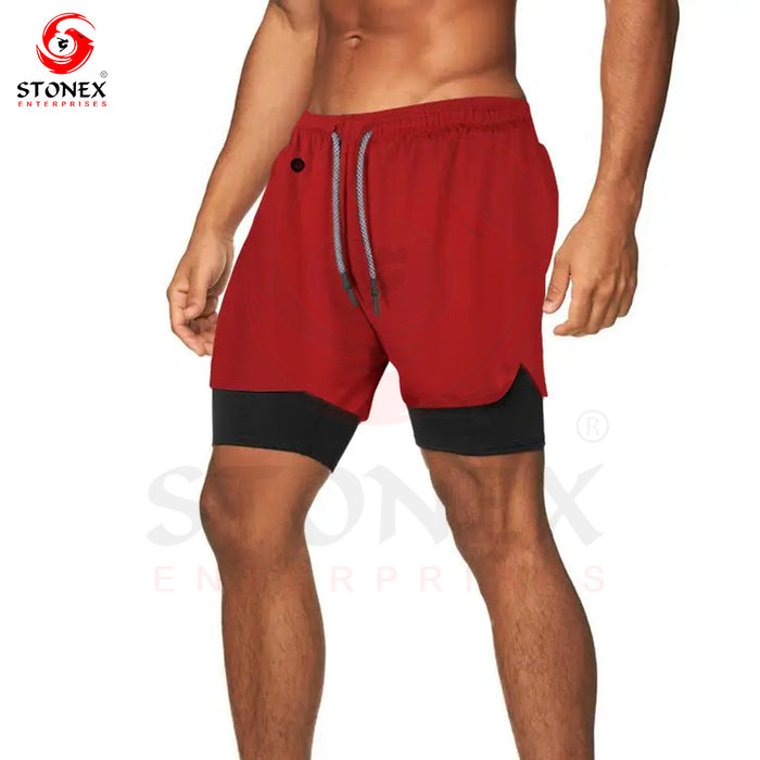 Pantalones cortos deportivos de doble capa para correr