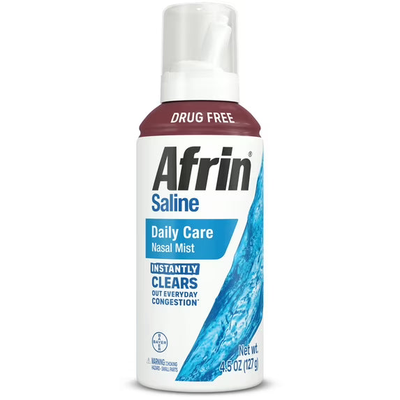 Afrin, spray nasal salino  100 % libre de fármacos 4.5 oz
