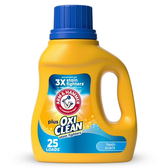 Detergente líquido ARM & HAMMER Plus OxiClean Ultra Stain Fighters, aroma fresco (32.5 onzas líquidas)