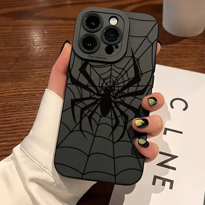 SHEIN Funda para telefono en negro con diseño de telaraña , para iPhone 12