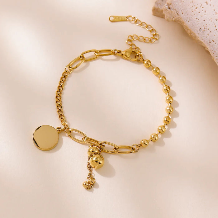 Pulsera Geométrica Para Mujer Con Cadena De Acero Inoxidable Y Colgante De Acero De Titanio