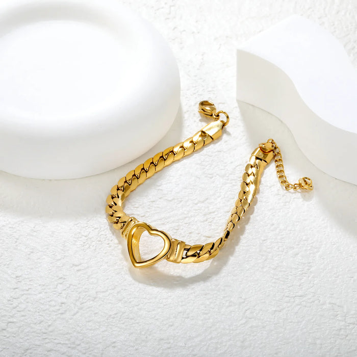 Pulsera De Corazón Hueco de Diseño Único elegante