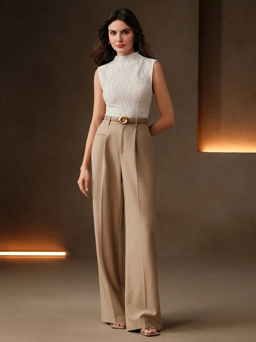 SHEIN Anewsta Parte superior ajustada de mujer sin mangas con cuello