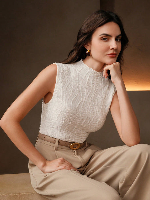SHEIN Anewsta Parte superior ajustada de mujer sin mangas con cuello