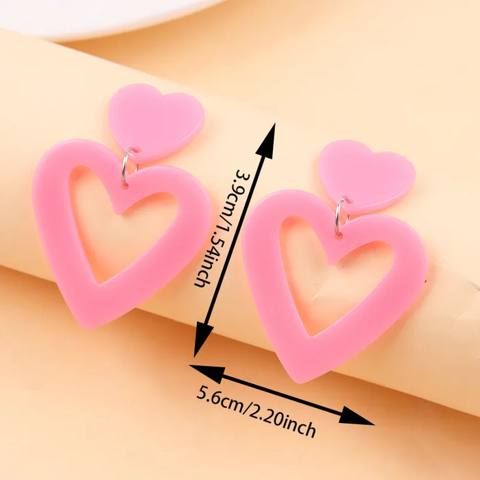 Aretes De Artesanía Dulce Elaborados En Yakli Con Forma De Corazón