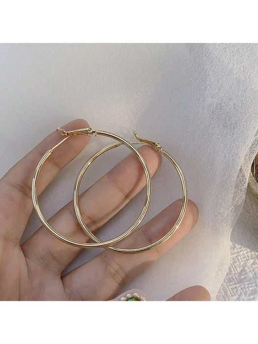 Aros Grandes Y Exagerados Con Aro Circular Liso