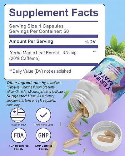 Cápsulas de Yerba Mate – 75 mg de cafeína natural para un aporte energético óptimo y una mente despejada