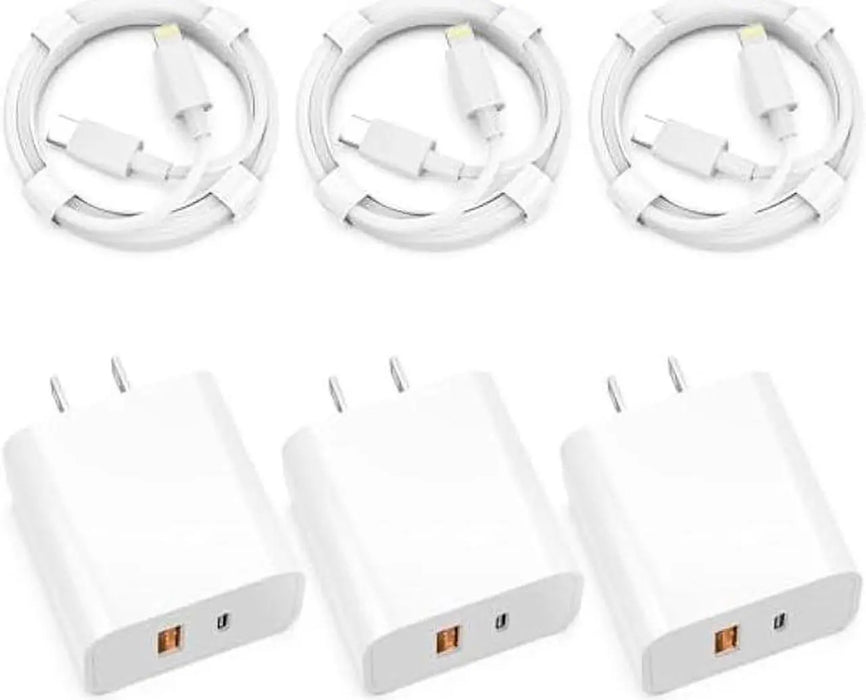 Paquete de 3 cargadores rápidos para iPhone 14, 13 y 12, con certificación MFi