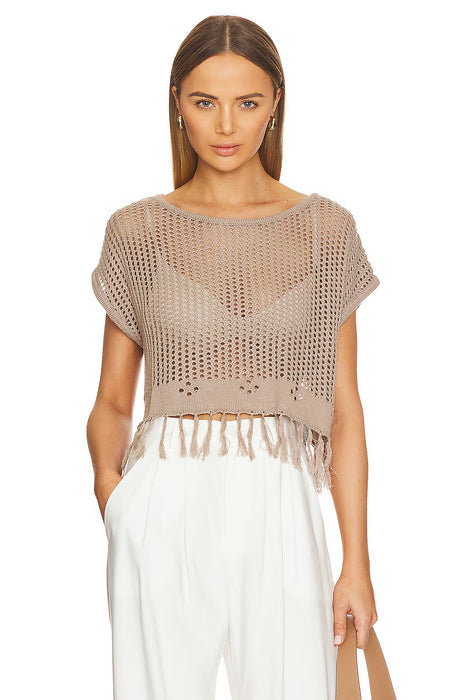 Revolve Top de crochet -Gris pardo