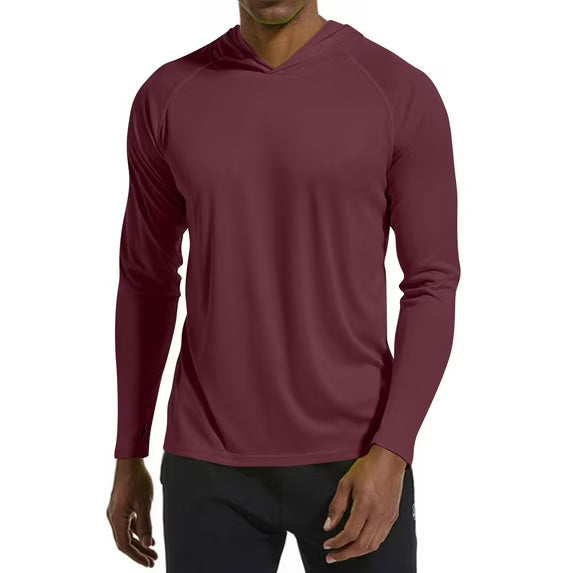 Sudadera con capucha de manga larga raglán para hombre con protección solar UPF 50+