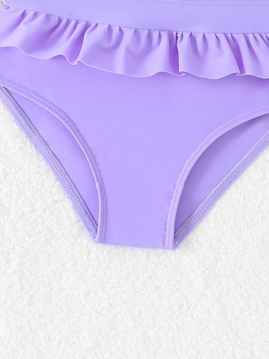 Bikini estampado y liso para bebé niña con falda y sombrero, adorable