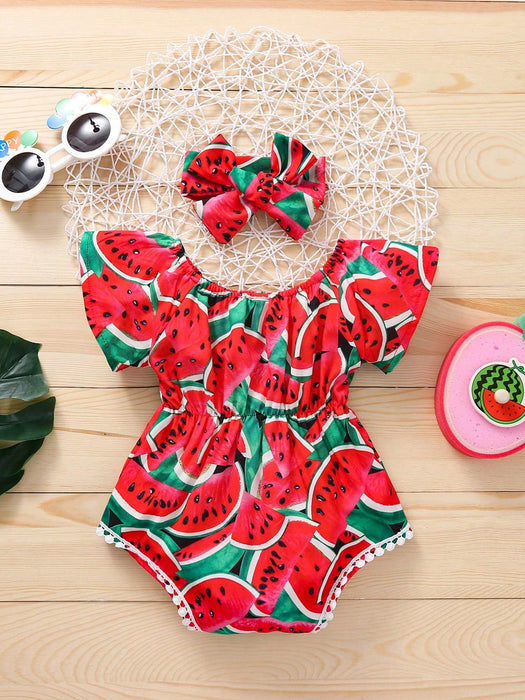 SHEIN Bodis para bebés niñas con estampado de sandia
