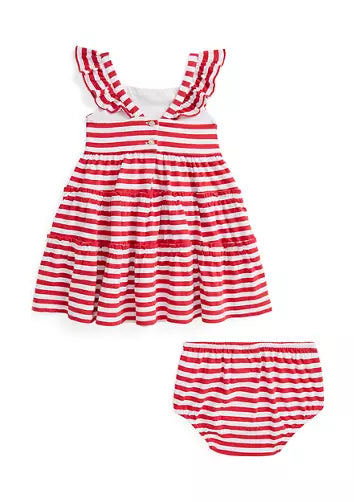 Ralph Lauren Top peplum de algodón jersey fruncido para bebé niña