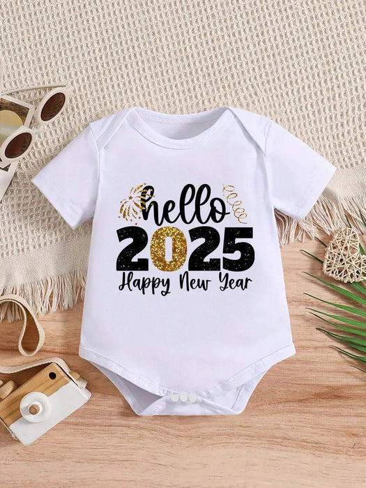 Bodys de manga corta con estampado temático del Año Nuevo 2025 para niños bebés