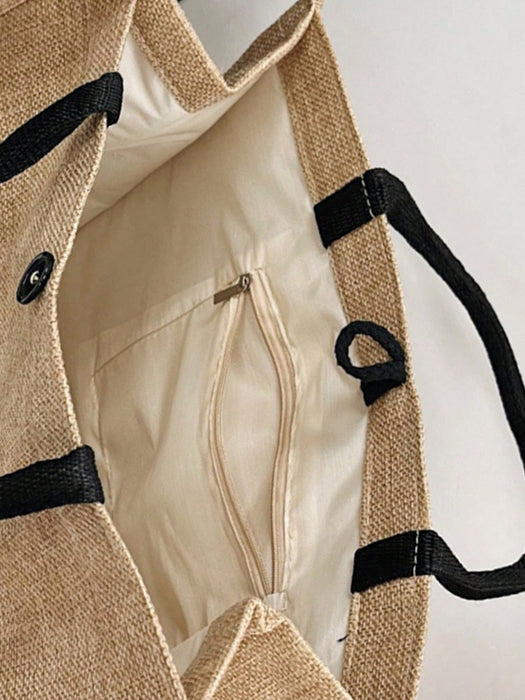 SHEIN Bolso de mano con flor de lino y letra personalizada,  para mujeres