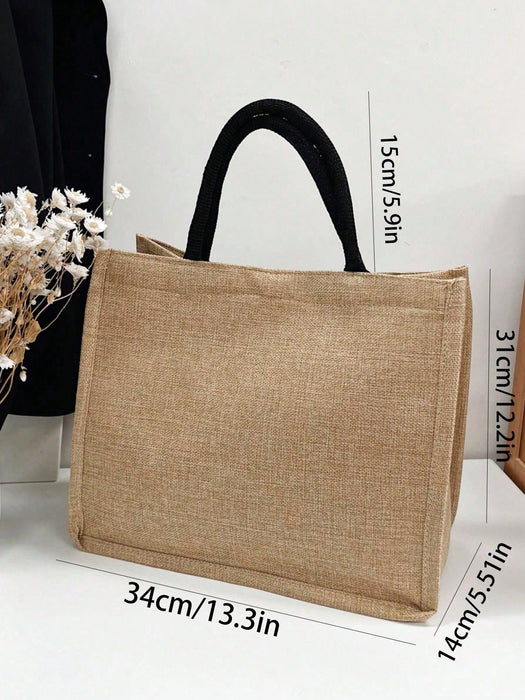 SHEIN Bolso de mano con flor de lino y letra personalizada,  para mujeres