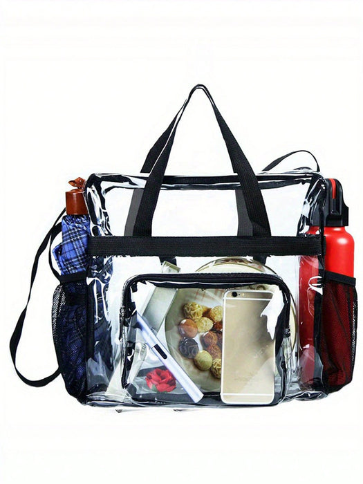 Bolso tote transparente de hombro casual, deportivo impermeable para mujeres