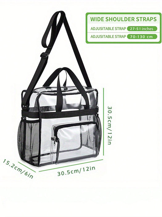 Bolso tote transparente de hombro casual, deportivo impermeable para mujeres