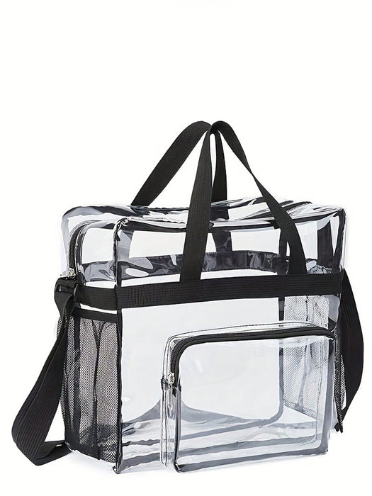 Bolso tote transparente de hombro casual, deportivo impermeable para mujeres