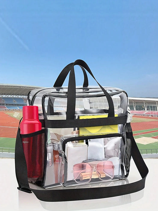 Bolso tote transparente de hombro casual, deportivo impermeable para mujeres