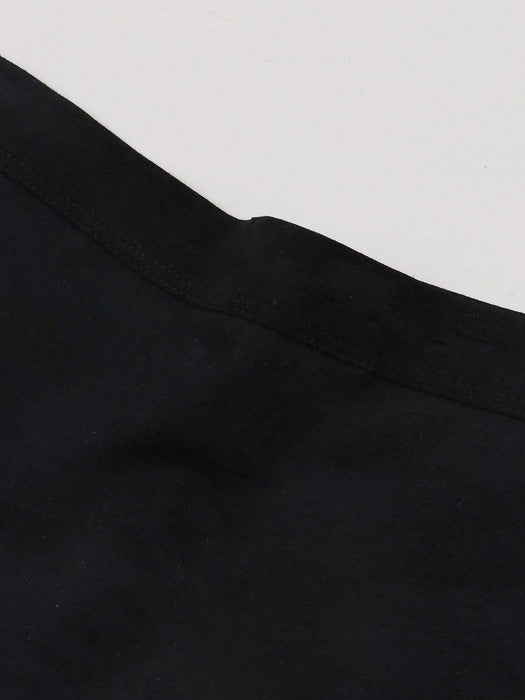 Shein Bragas negras estampadas sexy para mujer, con patrón de la letra "Amo a mi esposo" en el trasero