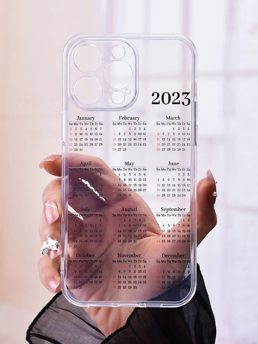 Shein Funda transparente para teléfono con patrón de calendario 2023 para iphone