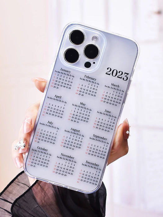 Shein Funda transparente para teléfono con patrón de calendario 2023 para iphone
