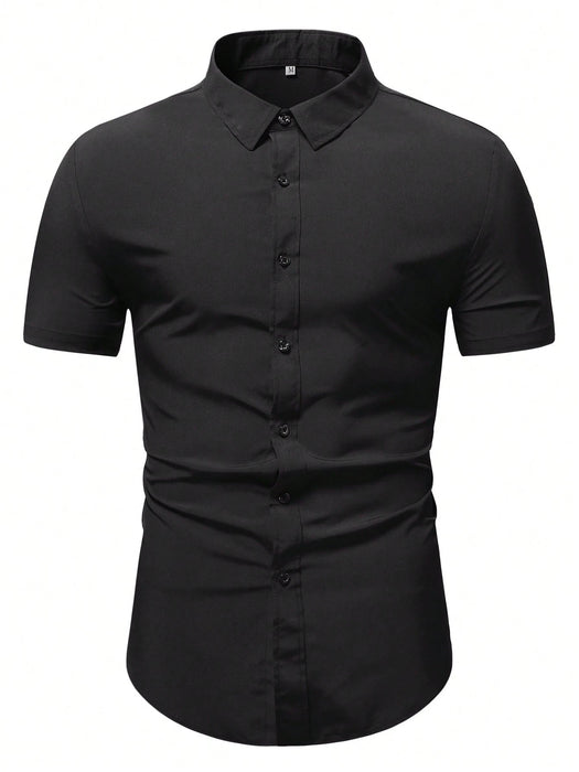 Shein Calvornis Camisa formal de hombre de color liso con botones