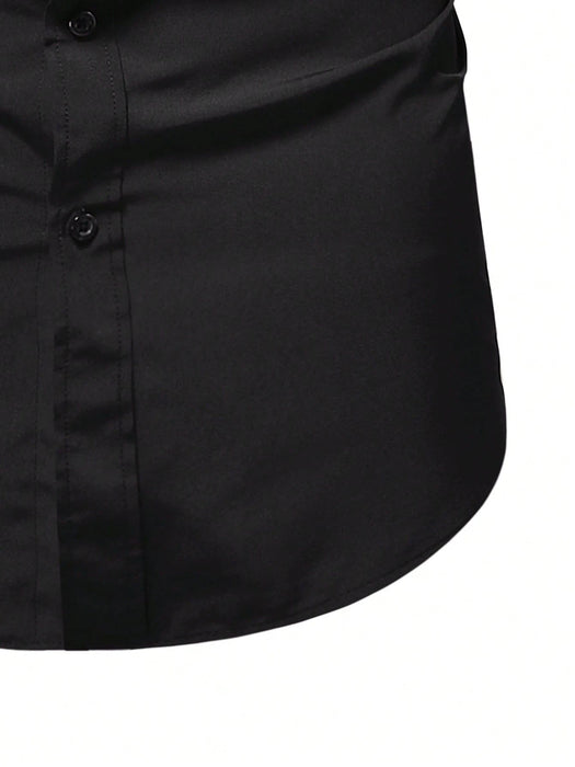 Shein Calvornis Camisa formal de hombre de color liso con botones