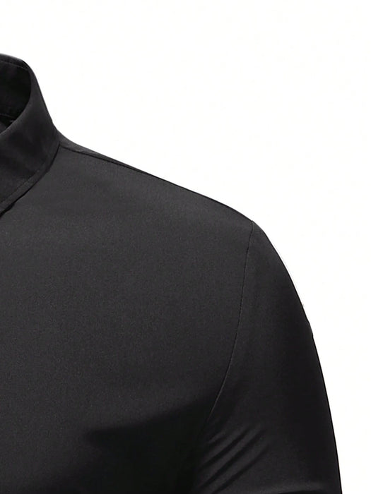 Shein Calvornis Camisa formal de hombre de color liso con botones