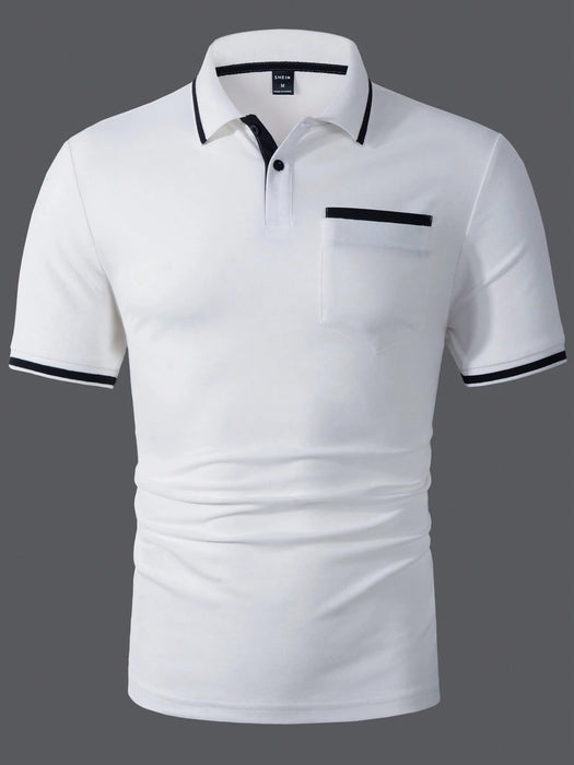 SHEIN Calvornis Camisa polo sencilla de color liso con bloques de color para hombre