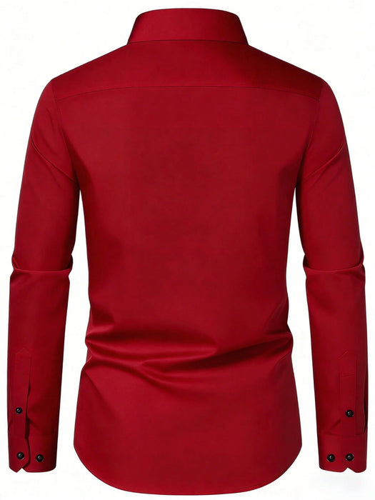 SHEIN Camisa de manga larga con cuello mao de unicolor