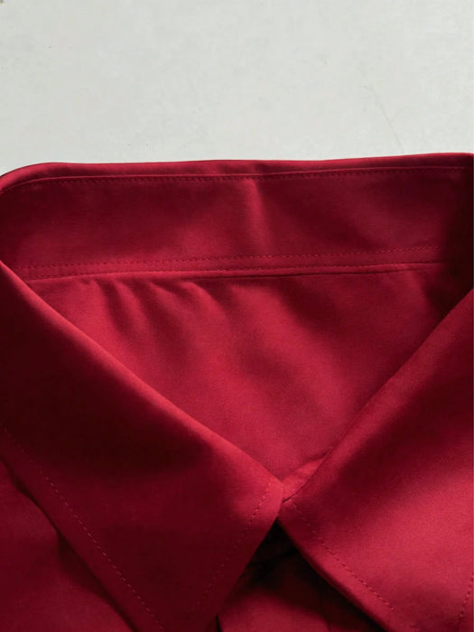 SHEIN Camisa de manga larga con cuello mao de unicolor