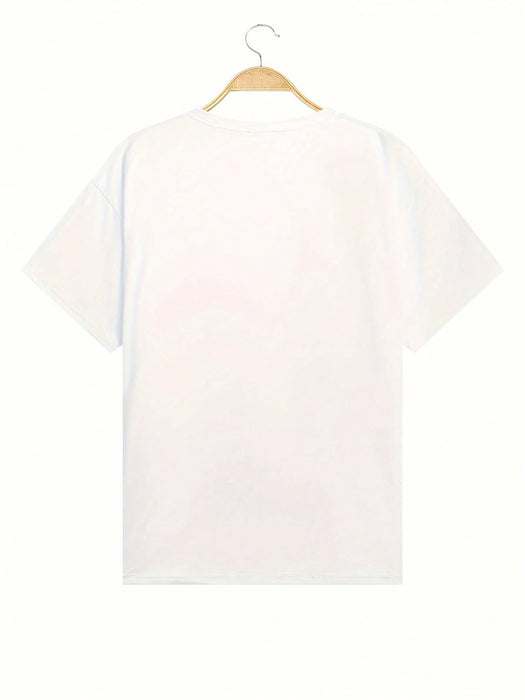 SHEIN Camiseta casual, estampado de letras y rayas para hombre
