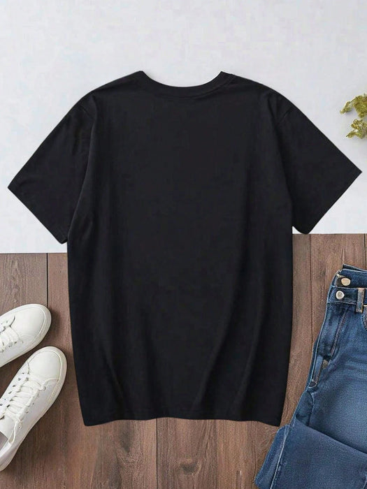 SHEIN Camiseta de manga caída con estampado de sol y luna, de talla grande