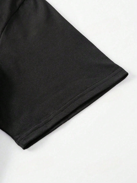 SHEIN Camiseta de manga caída con estampado de sol y luna, de talla grande