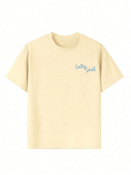 SHEIN Camiseta de manga corta, estampado tropical para niñas preadolescente