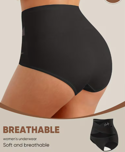 Pack de 5 bragas para mujer, cintura alta con control de abdomen colores aleatorios