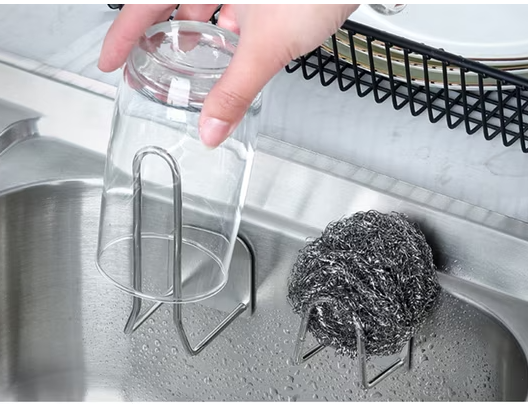 Soporte para esponjas de acero inoxidable para cocina, plateado